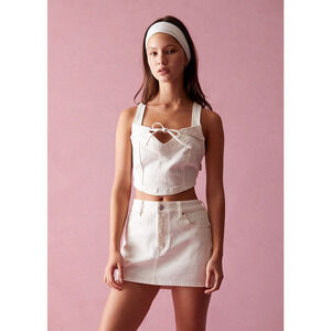 Pacsun Barbie Women‎ XS Top Nikki Zip Up Corset White Denim New